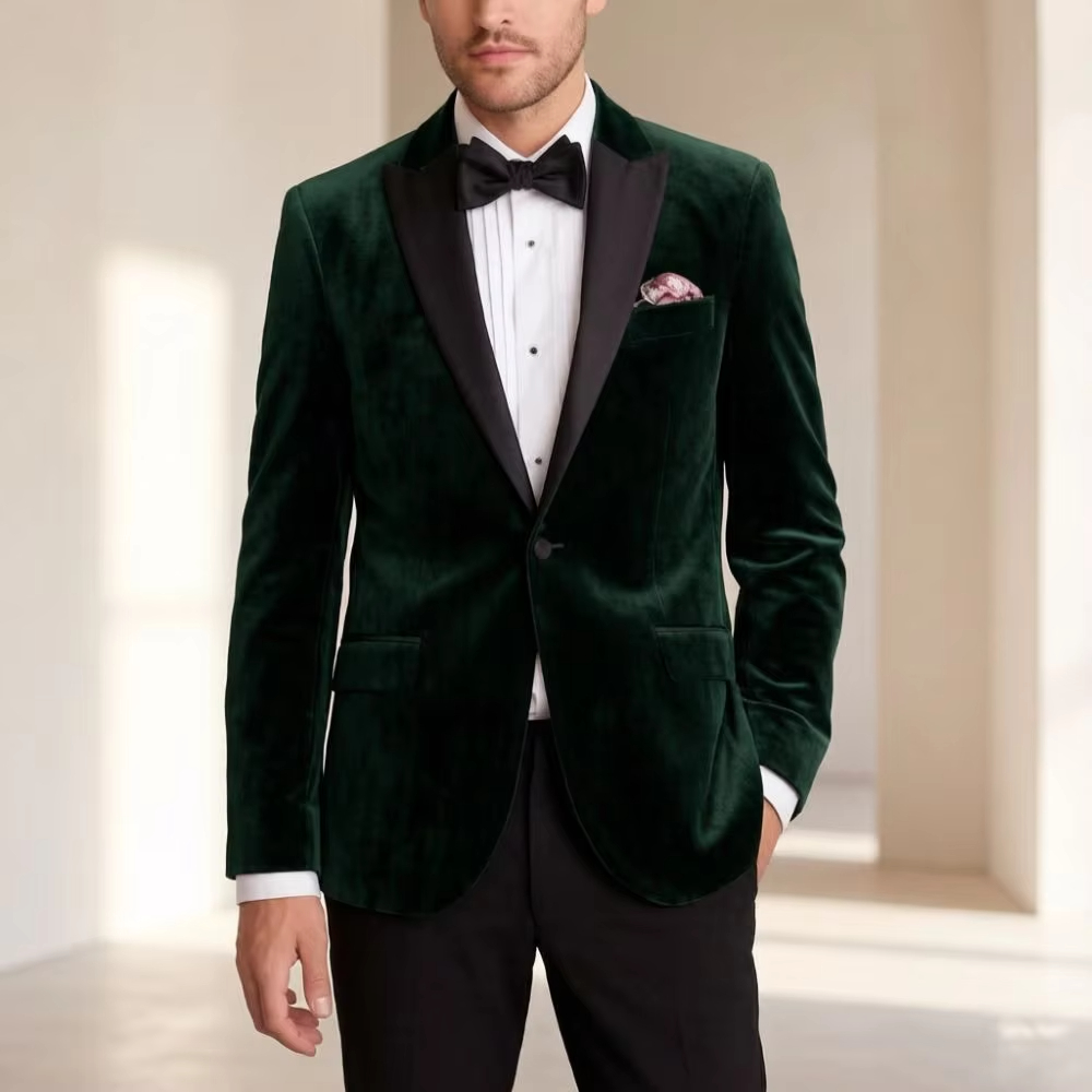 Men'S Formal Wear For Reception - ชุดสูทกำมะหยี่สำหรับผู้ชายทรงเข้ารูป 1 ชิ้น ชุดเบลเซอร์สำหรับงานแต่งงาน ตัดเย็บแบบมิกซ์แอนด์แมทช์ ดีไซน์หรูหรา