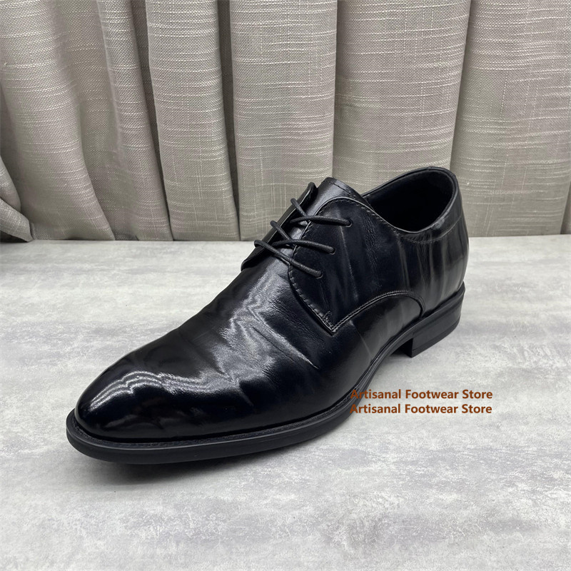 Formal Men Daily Wear Shoes - รองเท้าหนังสีดำสำหรับผู้ชาย รองเท้าอ็อกซ์ฟอร์ดแบบผูกเชือก คลาสสิก สวมใส่สบาย เหมาะสำหรับงานทางการ งานแต่งงาน