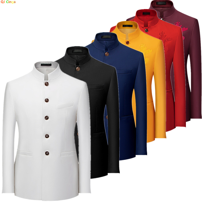 Korean Men Formal Wear - เสื้อสูทผู้ชายสไตล์จีน แขนยาว ทรงเกาหลี สำหรับงานทางการ ไซส์เอเชีย L-7XL