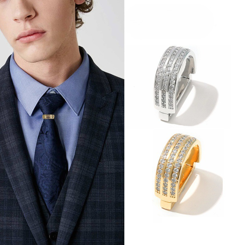 Mens Formal Look - 1 ชิ้น ห่วงผูกเนคไทโลหะสุดหรู ห่วงผูกเนคไทแบบมีสไตล์ อุปกรณ์เสริมคลิปหนีบเนคไท เพิ่มความเป็นทางการให้กับลุคของคุณด้วยสินค้านี้