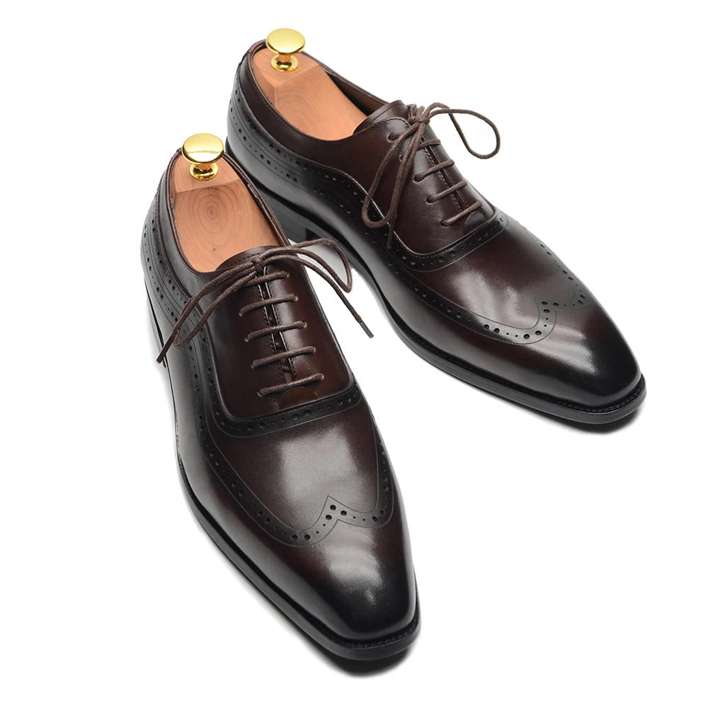 Men'S Luxury Formal Wear - Luxury Mens Wingtip Oxford รองเท้าหนังแท้ Brogue