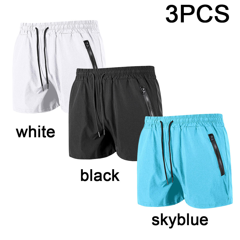 Men'S Formal Beach Wear - 3PCS กางเกงว่ายน้ําพร้อมกระเป๋าซิปตาข่ายฤดูร้อน Mens Beach กางเกงขาสั้น Quick