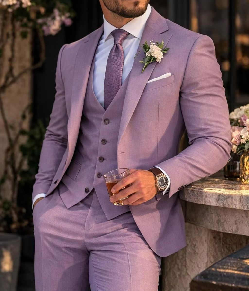ชุดสูทผู้ชาย 3 ชิ้น สีม่วงลาเว - Men Formal Wear Outfits บทวิจารณ์และราคา