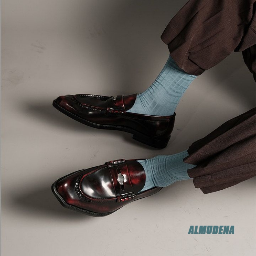 รองเท้าโลฟเฟอร์หัวเหลี่ยมสำหรั - Formal Men Daily Wear Shoes บทวิจารณ์และราคา