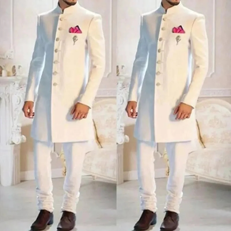 ชุดทักซิโด้สีขาว คอปกตั้ง กระด - Men Formal Wear Indian บทวิจารณ์และราคา