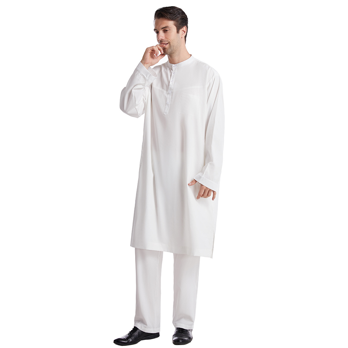 ชายมุสลิม Jubba Thobe 2 ชิ้นชุ - Arabic Formal Wear Men บทวิจารณ์และราคา