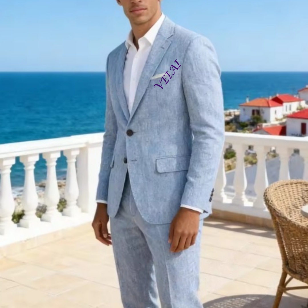 ชุดสูทผ้าลินินสีฟ้าอ่อนแบบสั่ง - Men'S Formal Beach Wear บทวิจารณ์และราคา