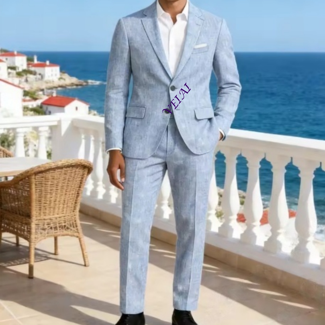 ชุดสูทผ้าลินินสีฟ้าอ่อนแบบสั่ง - Men'S Formal Beach Wear บทวิจารณ์และราคา