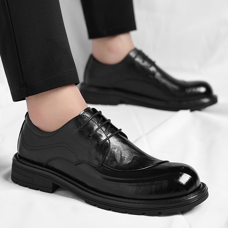 รองเท้าหนังแท้สีน้ำตาลขัดเงา แ - Formal Men Daily Wear Shoes บทวิจารณ์และราคา