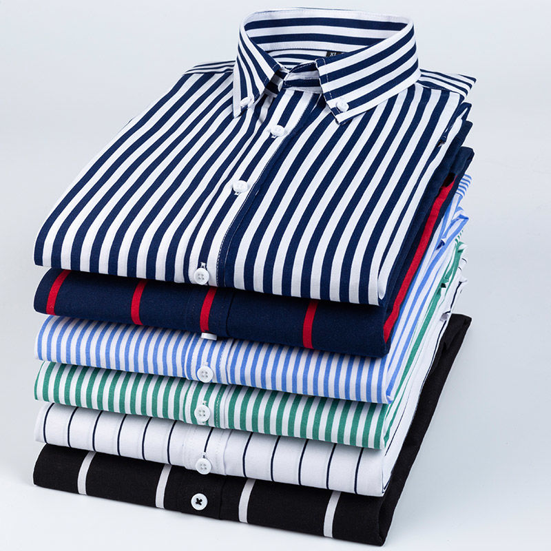 เสื้อเชิ้ตลายตารางแขนยาวลายทาง - Korean Men Formal Wear บทวิจารณ์และราคา