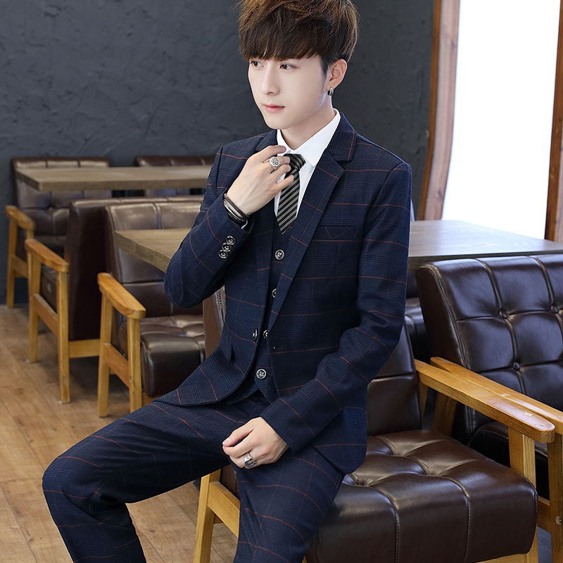 ชุดสูทผู้ชายทรงสลิมฟิต แบบสามช - Korean Men Formal Wear บทวิจารณ์และราคา