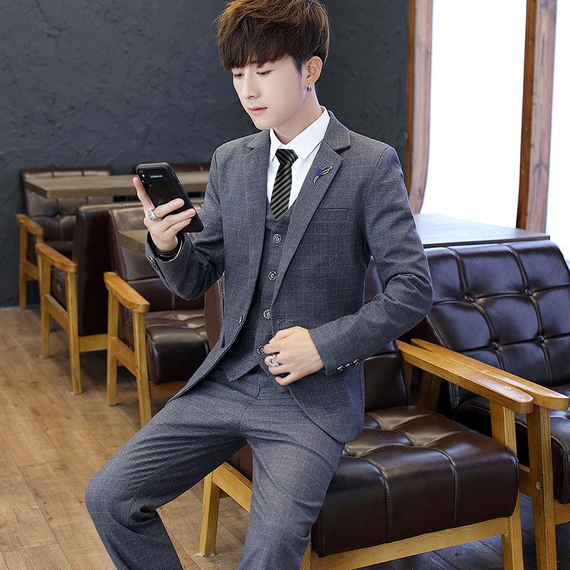 ชุดสูทผู้ชายทรงสลิมฟิต แบบสามช - Korean Men Formal Wear บทวิจารณ์และราคา