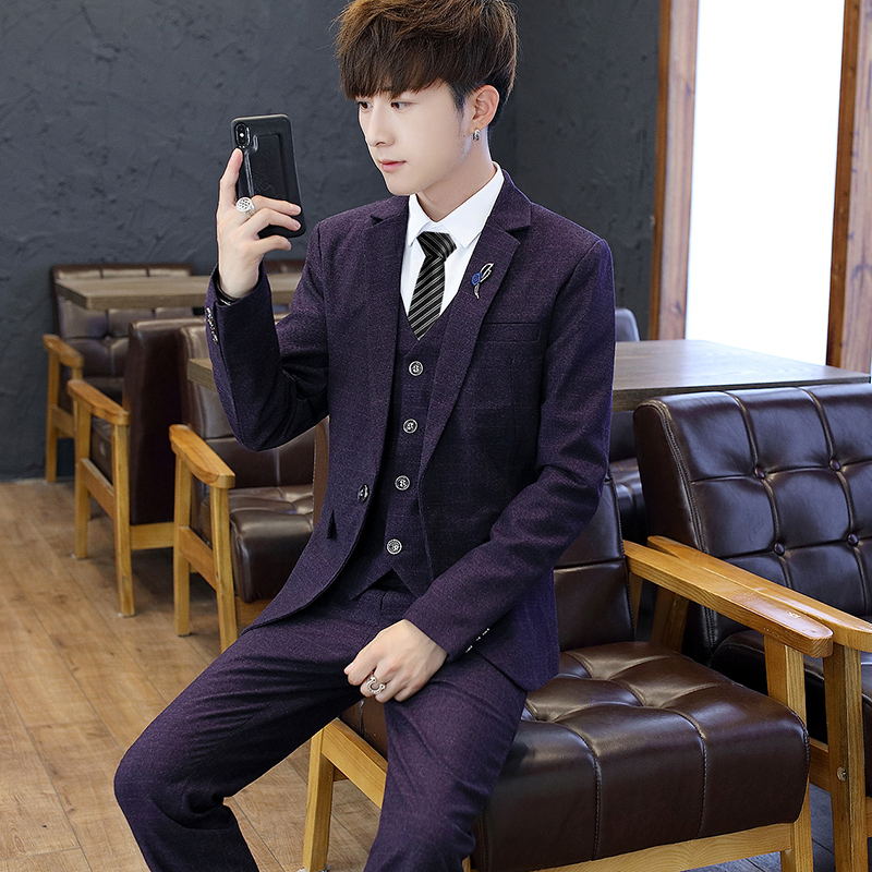 ชุดสูทผู้ชายทรงสลิมฟิต แบบสามช - Korean Men Formal Wear บทวิจารณ์และราคา