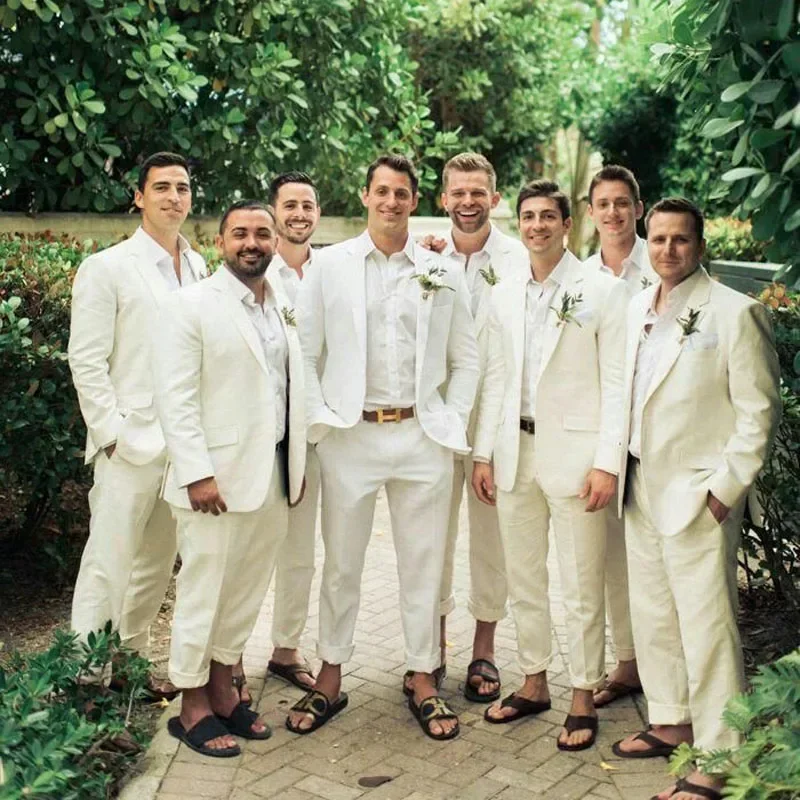 ผ้าลินินงานแต่งงาน Tuxedo สําห - Men'S Formal Beach Wear บทวิจารณ์และราคา