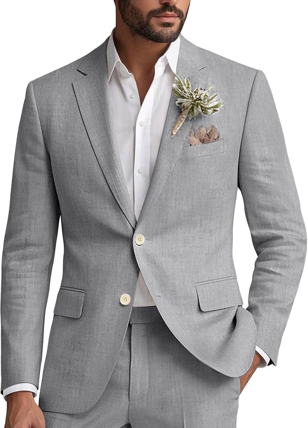 ชุดสูทผ้าลินินสำหรับผู้ชาย 2 ช - Men'S Formal Beach Wear บทวิจารณ์และราคา
