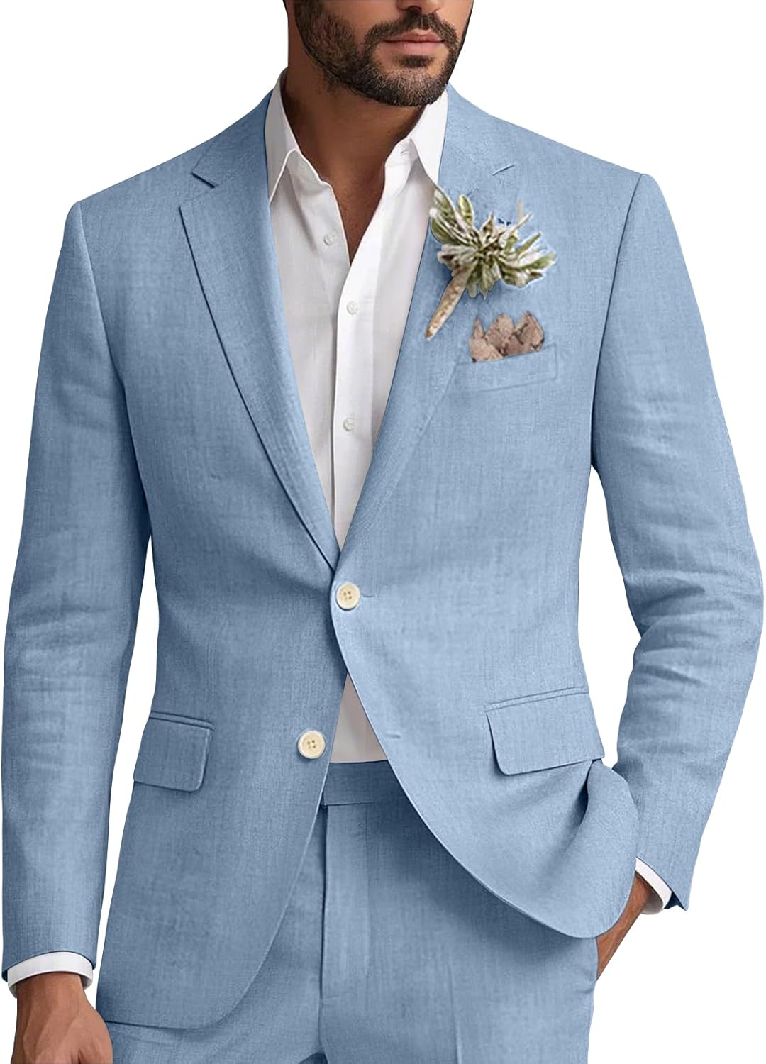 ชุดสูทผ้าลินินสำหรับผู้ชาย 2 ช - Men'S Formal Beach Wear บทวิจารณ์และราคา