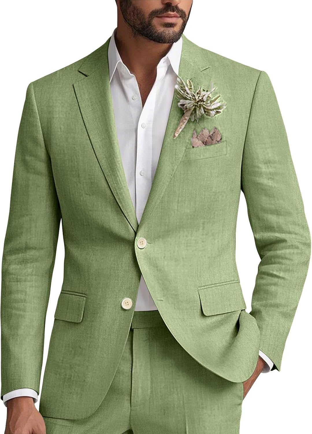 ชุดสูทผ้าลินินสำหรับผู้ชาย 2 ช - Men'S Formal Beach Wear บทวิจารณ์และราคา