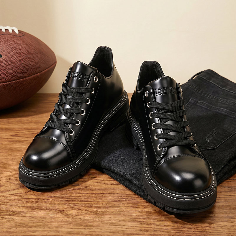รองเท้าหนังผู้ชายสีดำแบบผูกเชื - Formal Men Daily Wear Shoes บทวิจารณ์และราคา