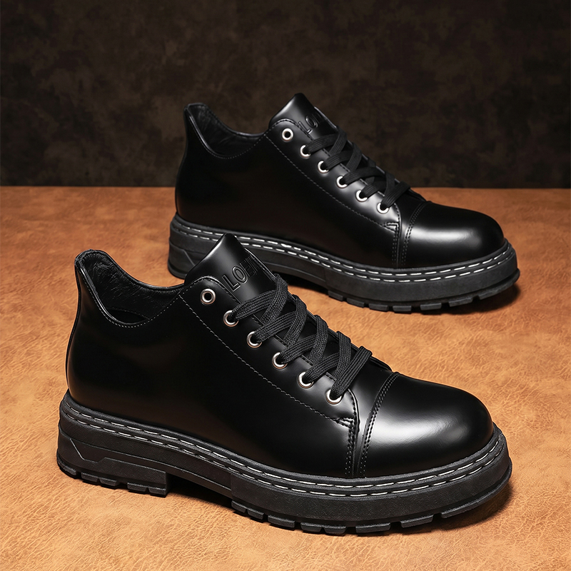 รองเท้าหนังผู้ชายสีดำแบบผูกเชื - Formal Men Daily Wear Shoes บทวิจารณ์และราคา