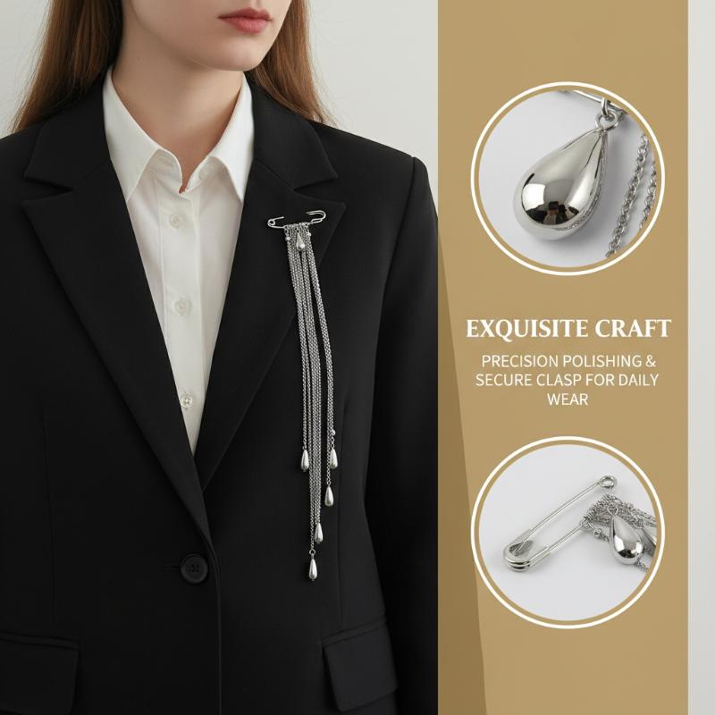 เข็มกลัดรูปหยดน้ำประดับพู่สำหร - Mens Formal Look บทวิจารณ์และราคา