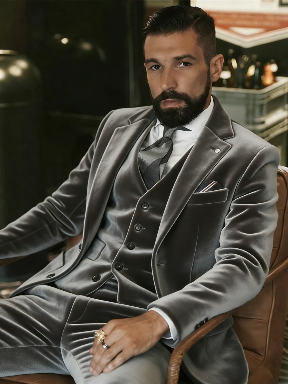 ชุดสูทกำมะหยี่ผู้ชาย 3 ชิ้น ชุ - Men Formal Wear Outfits บทวิจารณ์และราคา