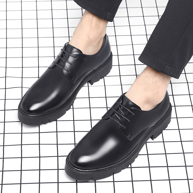 รองเท้าหนังสีดำแบบผูกเชือกสำหร - Formal Men Daily Wear Shoes บทวิจารณ์และราคา