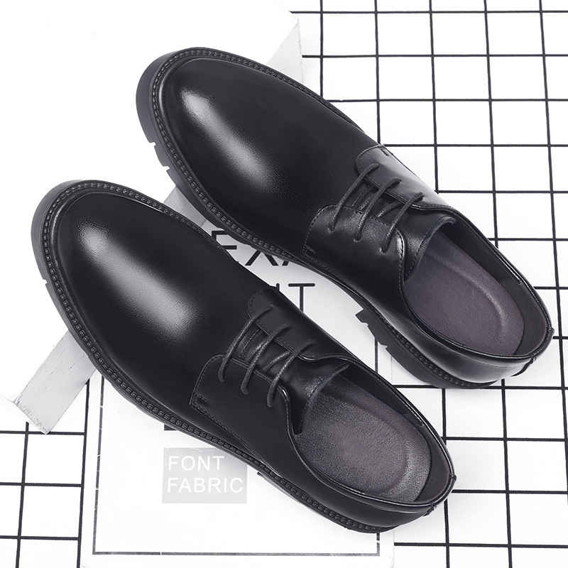 รองเท้าหนังสีดำแบบผูกเชือกสำหร - Formal Men Daily Wear Shoes บทวิจารณ์และราคา