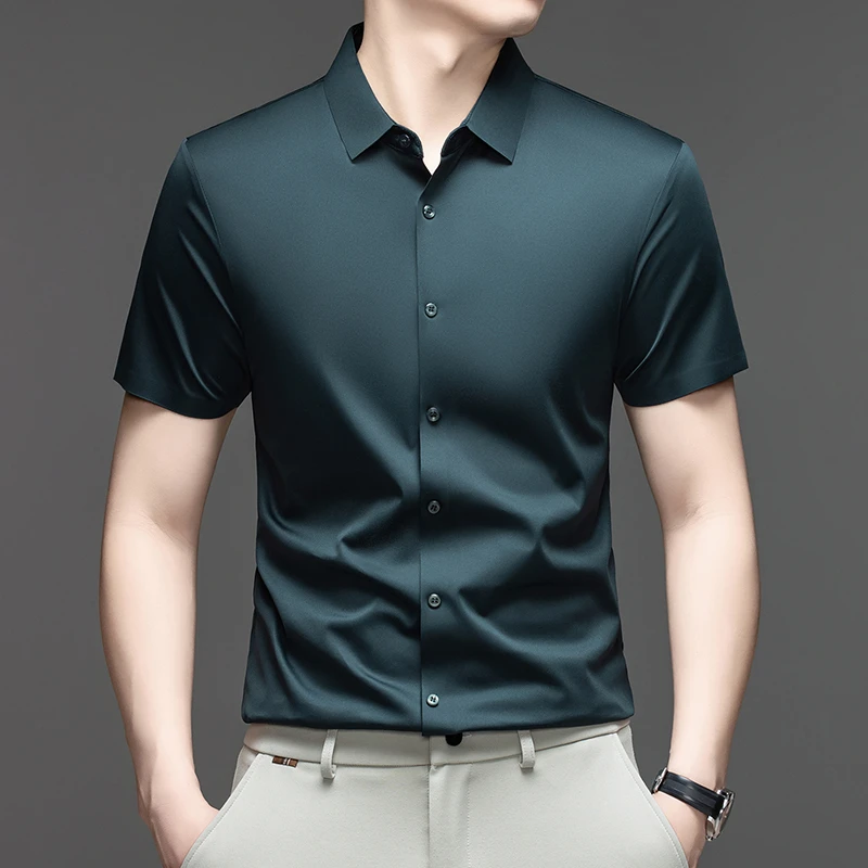 เสื้อเชิ้ตผู้ชายแขนสั้นผ้าไหมน - Mens Formal Look บทวิจารณ์และราคา